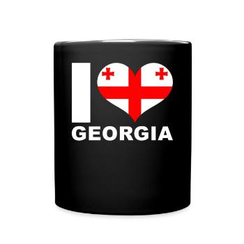 J’aime le drapeau du cœur de la Géorgie - Mug uni - noir - Devant