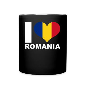 I love Romania heart flag Romania - Full Colour Mug - black - Front