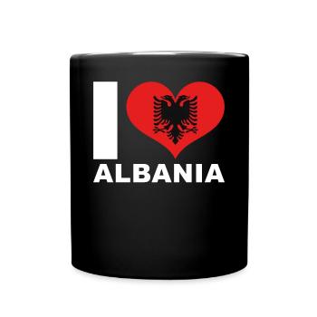 J’aime l’Albanie drapeau du cœur Albanie - Mug uni - noir - Devant