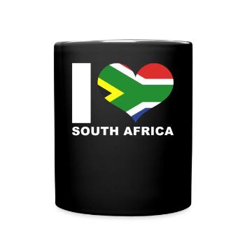 I love South Africa heart flag South Africa - Full Colour Mug - black - Front