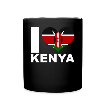 Ich liebe Kenia Herz Flagge Kenia - Tasse einfarbig - Schwarz - Vorne