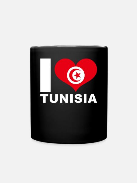 J’aime tunisie drapeau du cœur Tunisie - Mug uni - noir