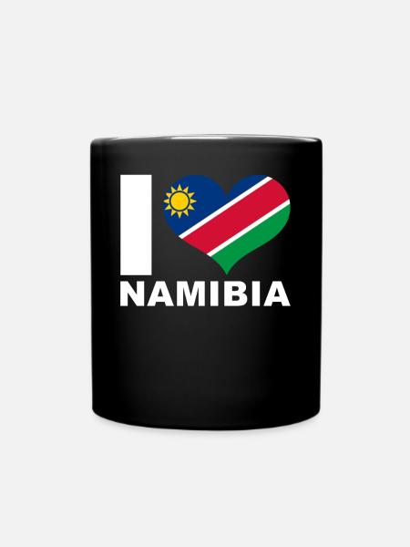 Ich liebe Namibia Herz Flagge Namibia - Tasse einfarbig - Schwarz