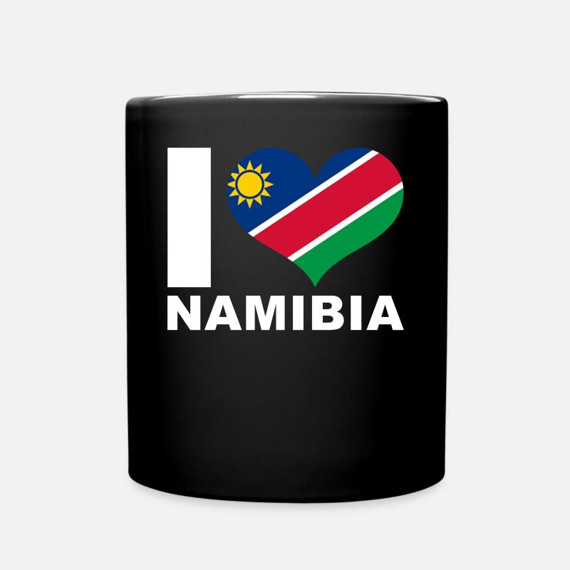 Ich liebe Namibia Herz Flagge Namibia - Tasse einfarbig - Schwarz