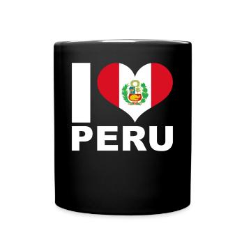J’aime le pérou drapeau du cœur Pérou - Mug uni - noir - Devant