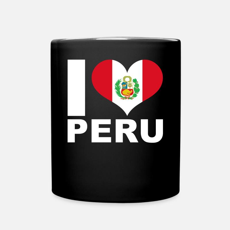 Ich liebe Peru Herz Flagge Peru - Tasse einfarbig - Schwarz