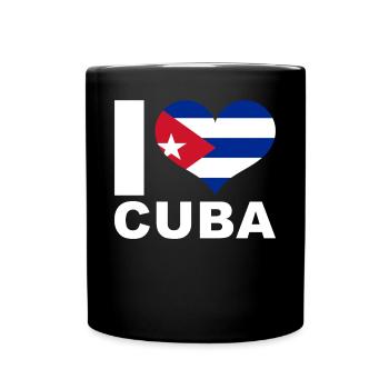 Ich liebe Kuba Herz Flagge Kuba - Tasse einfarbig - Schwarz - Vorne