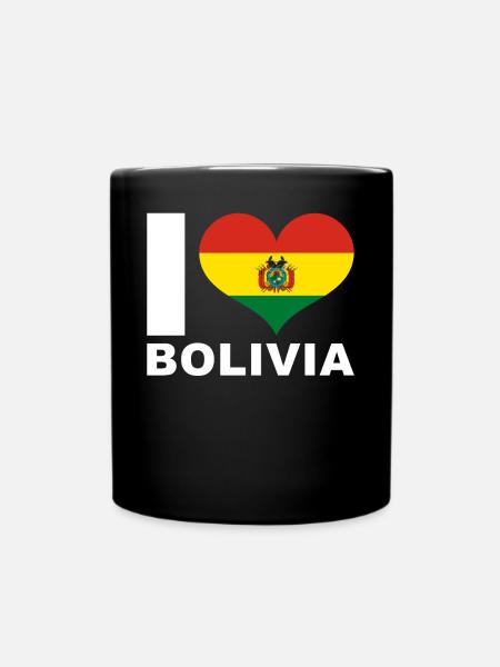 Ich liebe Bolivien Herz Flagge Bolivien - Tasse einfarbig - Schwarz