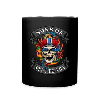 Stuttgart Biker Geschenk sons of Stuttgart - Tasse einfarbig - Schwarz - Vorne