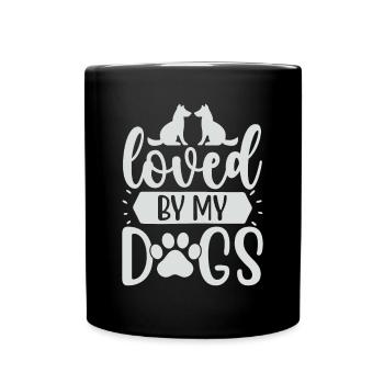 Aimé par mes chiens - Mug uni - noir - Devant