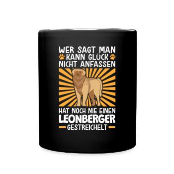 Leonberger streicheln deutscher Wachhund - Tasse einfarbig - Schwarz - Vorne