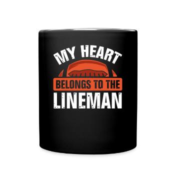 Mein Herz An Den Lineman - Tasse einfarbig - Schwarz - Vorne