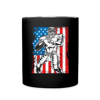 Quaterback sur un drapeau des États-Unis - Mug uni - noir - Devant