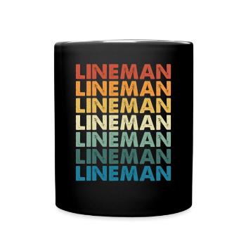 Retro Lineman Bunt - Tasse einfarbig - Schwarz - Vorne