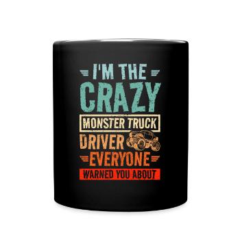 Chauffeur de camion Monstre fou - Mug uni - noir - Devant