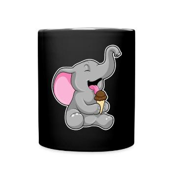 Elefant Waffeleis - Tasse einfarbig - Schwarz - Vorne