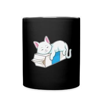 Katze Milch - Tasse einfarbig - Schwarz - Vorne
