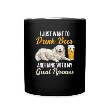 Great Pyrenean Dog Beer - Full Colour Mug - black - Front