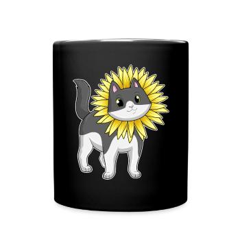Tournesol chat - Mug uni - noir - Devant