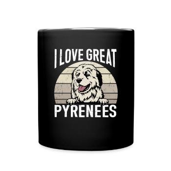 Great Pyrenees Hund Ich liebe Great Pyrenees - Tasse einfarbig - Schwarz - Vorne