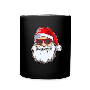 Weihnachtsmann Cooler Santa Weihnachten - Tasse einfarbig - Schwarz - Vorne