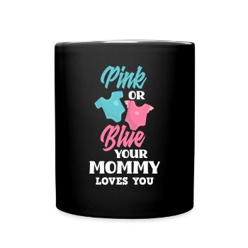 Le genre rose ou bleu révèle baby party maman - Mug uni - noir - Devant