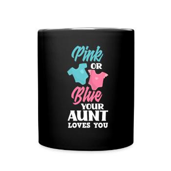 Pink Or Blue Gender Reveal Baby Party Tante - Tasse einfarbig - Schwarz - Vorne