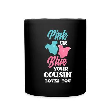 Le sexe rose ou bleu révèle baby party cousin - Mug uni - noir - Devant