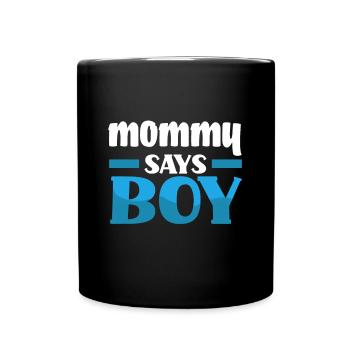 Team Boy Team Young Mama Gender Reveal Party - Full Colour Mug - black - Front