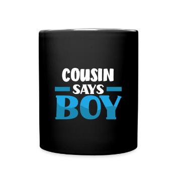 Team Boy Team Young Cousin Gender Reveal Party - Full Colour Mug - black - Front