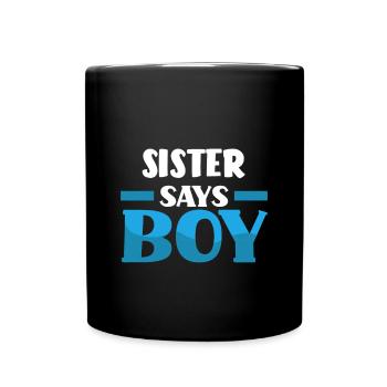 Team Boy Team Young Sister Gender Reveal Party - Full Colour Mug - black - Front