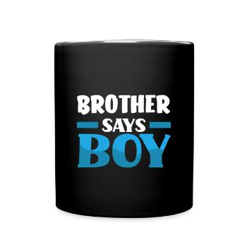 Team Boy Team Young Brother Gender Reveal Party - Full Colour Mug - black - Front