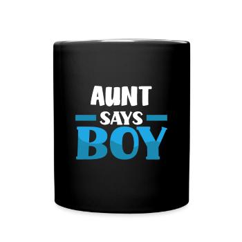 Team Boy Team Young Aunt Gender Reveal Party - Full Colour Mug - black - Front