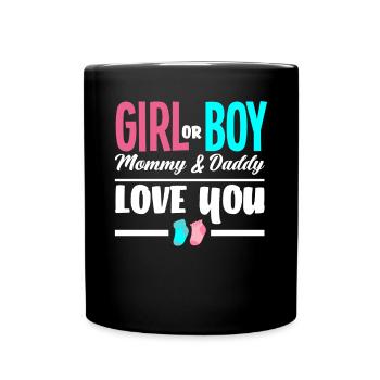 Girl or boy mom and dad love you - Full Colour Mug - black - Front