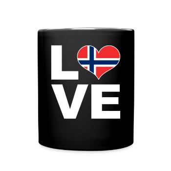 Ich liebe Norwegen Herz Flagge Norwegen - Tasse einfarbig - Schwarz - Vorne