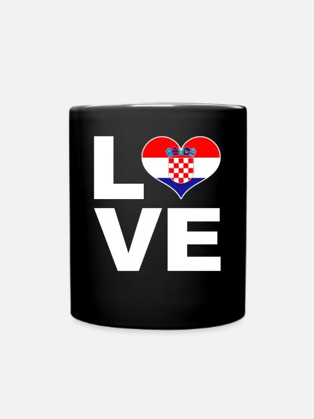 Ich liebe Kroatien Herz Flagge Kroatien - Tasse einfarbig - Schwarz