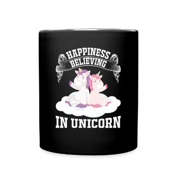 Le bonheur de croire en la licorne Licorne - Mug uni - noir - Devant