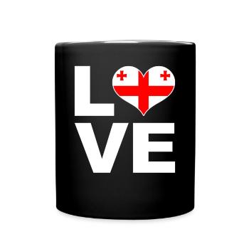 Ich liebe Georgien Herz Flagge Georgien - Tasse einfarbig - Schwarz - Vorne