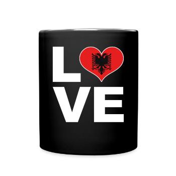 J’aime l’Albanie drapeau du cœur Albanie - Mug uni - noir - Devant