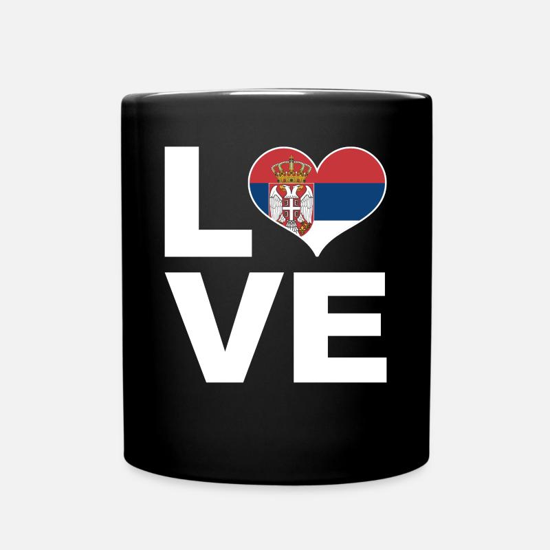 Ich liebe Serbien Herz Flagge Serbien - Tasse einfarbig - Schwarz