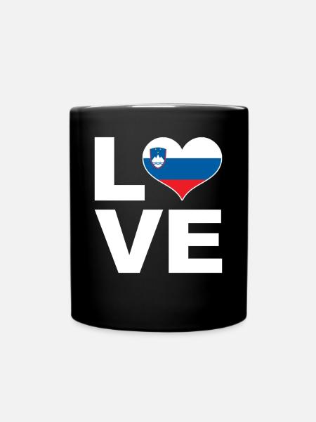 I love Slovenia heart flag Slovenia - Full Colour Mug - black