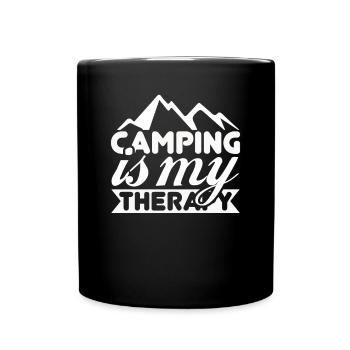 Camping is my therapy - Full Colour Mug - black - Front