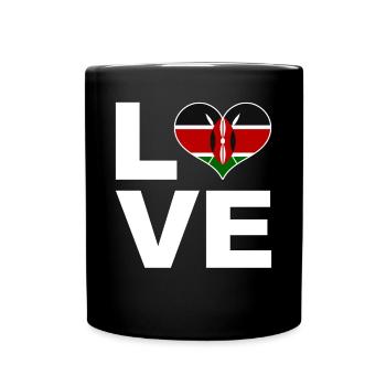 Ich liebe Kenia Herz Flagge Kenia - Tasse einfarbig - Schwarz - Vorne