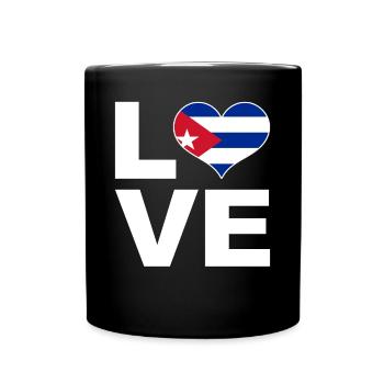 Ich liebe Kuba Herz Flagge Kuba - Tasse einfarbig - Schwarz - Vorne