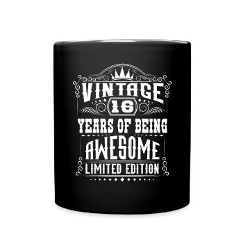 16 Years Of Being Awesome 16 Birthday 16 Years - Full Colour Mug - black - Front
