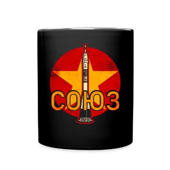 Sojus Rakete Sowjetunion - Tasse einfarbig - Schwarz - Vorne