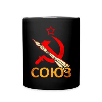 Sojus Rakete Sowjetunion - Tasse einfarbig - Schwarz - Vorne