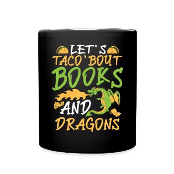 Bücherwurm Drache Bücher - Tasse einfarbig - Schwarz - Vorne