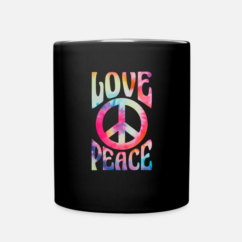 Hippie Peace Flower Power Love Frieden Geschenk - Tasse einfarbig - Schwarz