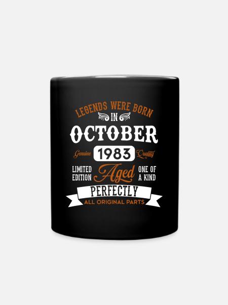 Né en octobre 1983 Cadeau d’anniversaire - Mug uni - noir